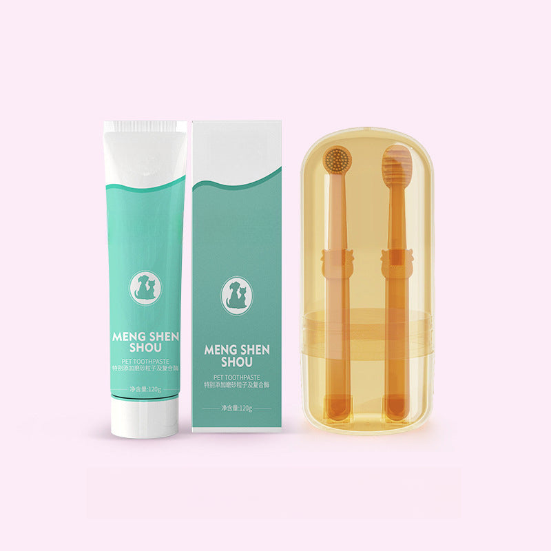 Enzymatic Pet Dental Care Kit with Soft Silicone Brushes