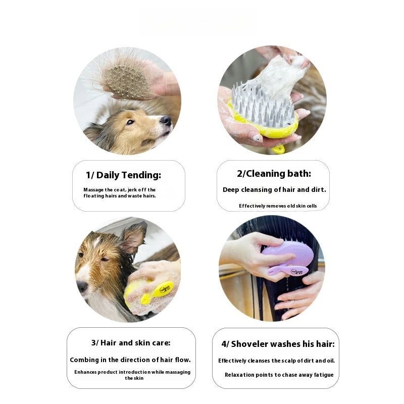 3-in-1 Pet Grooming Brush – Bath, Deshedding & Massage Tool