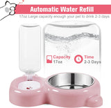Small Dog Bowls, Food and Water Bowl Set with Water Dispenser