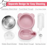 Small Dog Bowls, Food and Water Bowl Set with Water Dispenser