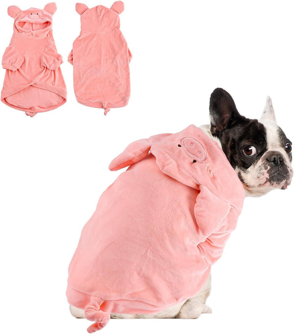 Pig Dog Costume - Pet Christmas New Year Hoodie Warm Party Coat