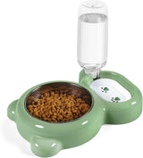 Small Dog Bowls, Food and Water Bowl Set with Water Dispenser