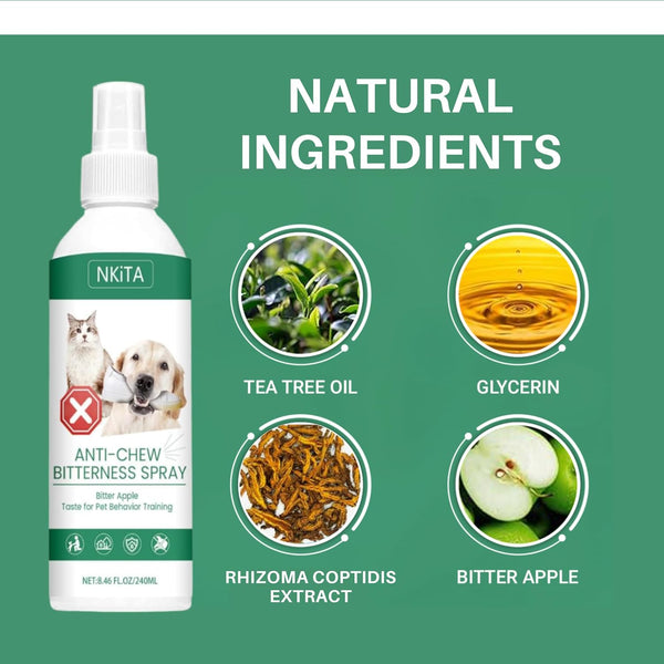 Bitter Apple No Chew/Scratch Spray for Dogs and Cats- 8 Fl Oz