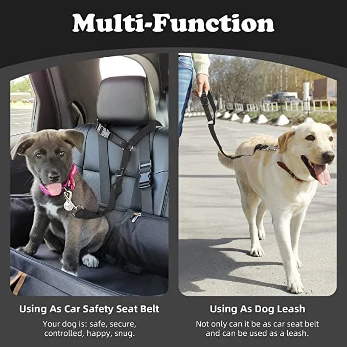 Adjustable Car Headrest Dog Leash – 2-in-1 Safety Harness & Travel Restraint