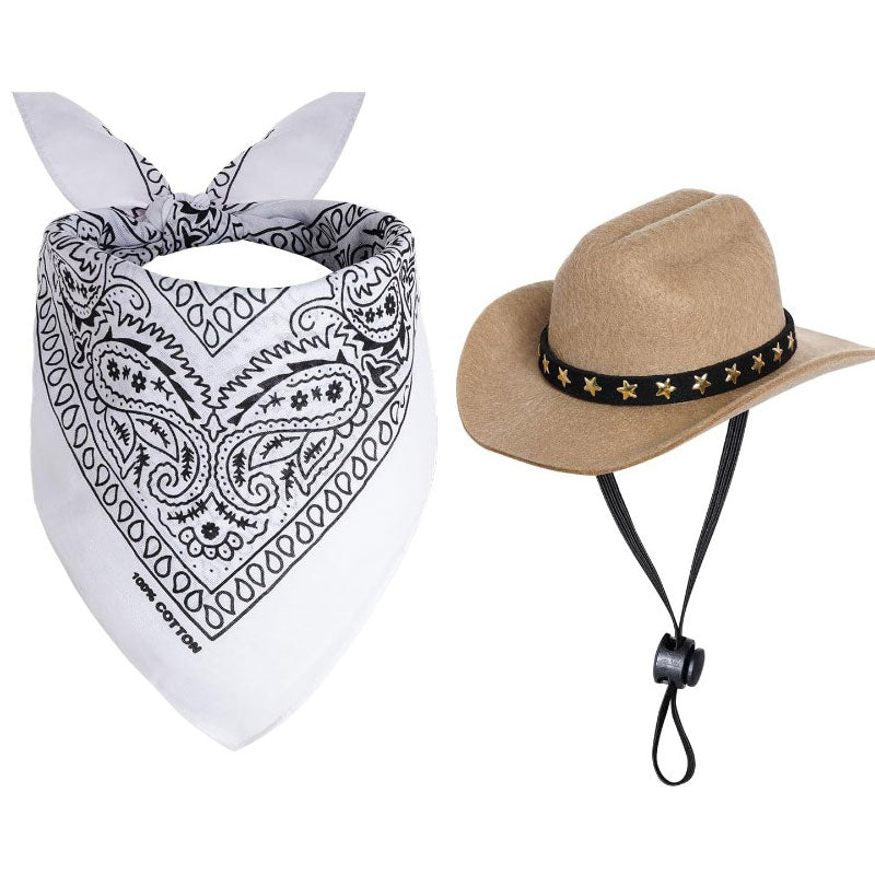 Western Pet Cowboy Hat & Bandana Costume Set