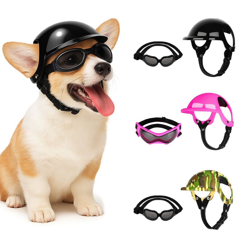Protective Dog Helmet & Goggles Set