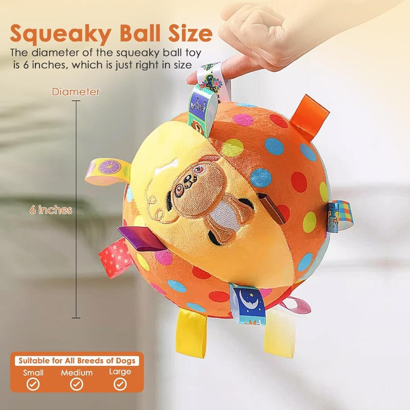 Plush Tug-and-Squeak Dog Ball